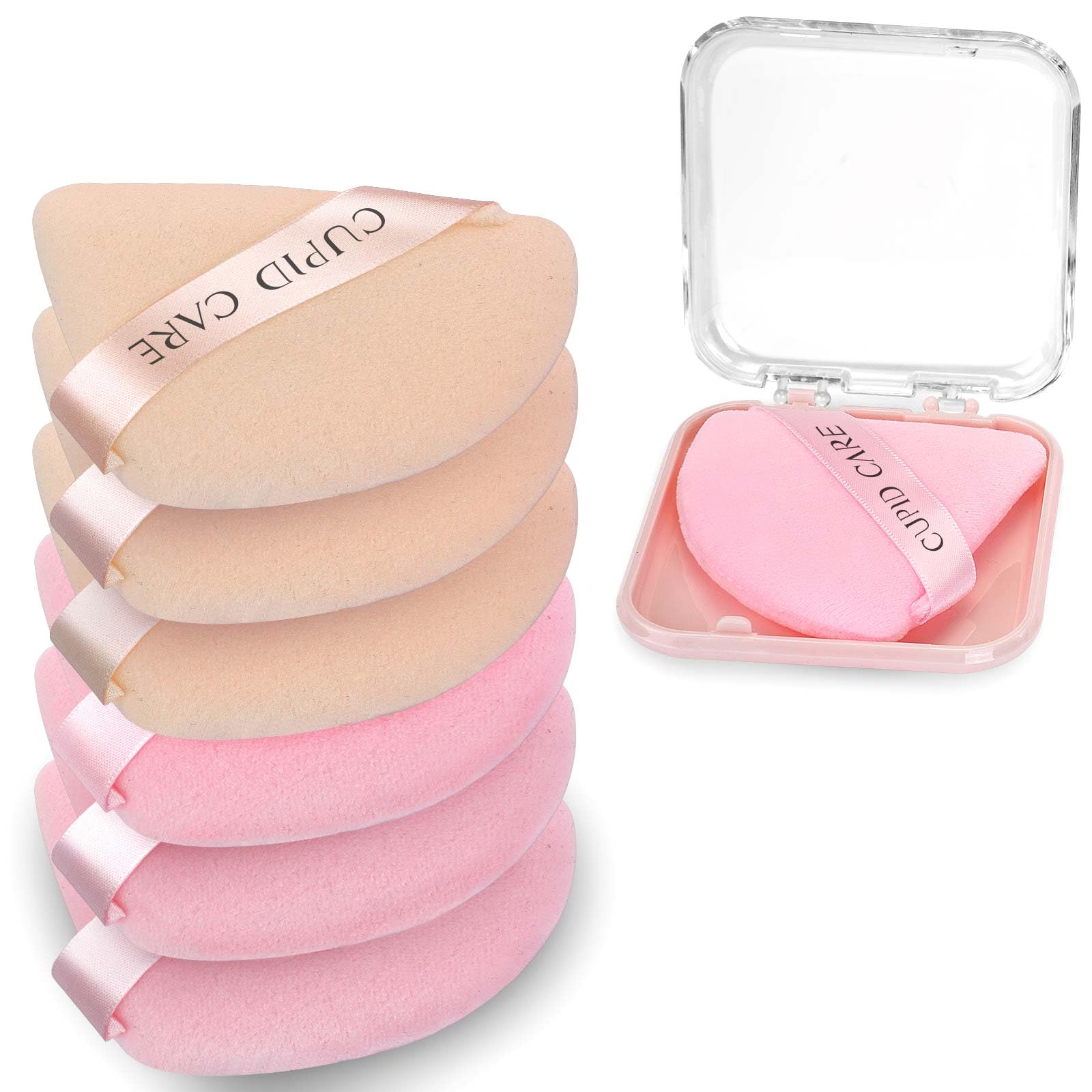 CUPID CARE 6 Pcs IFF17 Triangle Powder Puff Travel Cases, Setting ...