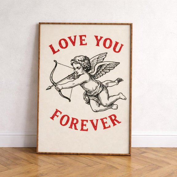 CUPID Valentines Day Retro Valentine Cupid Kitchen Valentine Poster