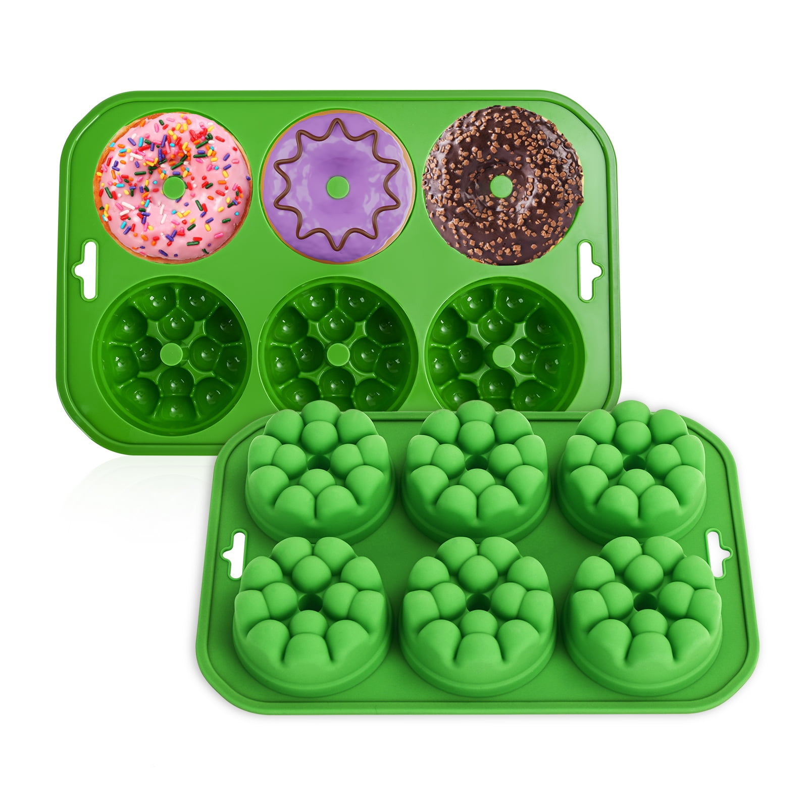 Cupidove Mini Bundt Cake Pan for Baking Ovens Mini 6 Cavity Bundtlette Cake Silicone Mold Non Stick Green 2Pcs
