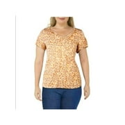 CUPIO Womens Orange Animal Print Short Sleeve T-Shirt Plus Size 2X
