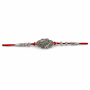 CUPMER Bhai Rakhi for Brother, Traditional Raksha Bandhan Bracelet with Red Thread and Silver Tone Beads, Indian Festival Rakhi Gift