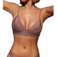 thumbnail image 1 of Cupshe V Neck Ribbed Bikini Top, Size L, Brown (Women's), 1 of 5
