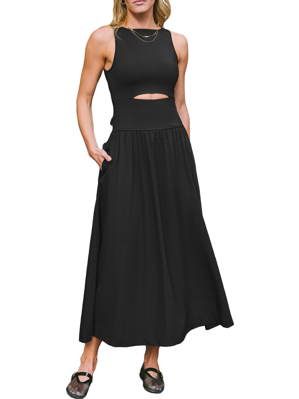 knee length dresses for ladies Yakira Halter Cut Out Maxi Dress | Black | Womens