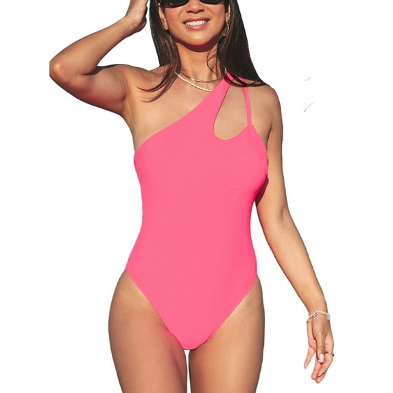 CUPSHE One Piece Swimsuit for Women Asymmetrical Bathing Suit Adjustable Straps Cutout