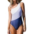thumbnail image 1 of CUPSHE Women Color Contrast One Piece Swimsuit One Shoulder Cut Out Back Tummy Control Bathing Suit, 1 of 5