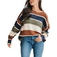 thumbnail image 1 of CUPSHE Women Striped Drop Shoulder Sweater, Size XL, 1 of 7