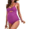 thumbnail image 1 of CUPSHE Women Swimsuit Maternity Tankini Set Two Piece Bathing Suit Cutout Spaghetti Straps V Neck Drawstring Sides, 1 of 5