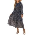 thumbnail image 1 of CUPSHE Women's Disty Floral Print Round Neck Long Sleeve Smocked Waist Maxi Dress Casual A Line Long Chiffon Dress, 1 of 6