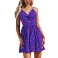 thumbnail image 1 of CUPSHE Women's Mini Dress Floral Twisted V Neck Sleeveless Short Dress Pleated Self Tie Back Mini Dress, 1 of 6