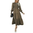 thumbnail image 1 of CUPSHE Women's Ruched Maxi Dress High Neck Long Sleeves Smocked Tiered, 1 of 5