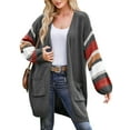 thumbnail image 1 of CUPSHE Women's Striped Rib Knit Pocket Open-Front Cardigan,Sizes S-XL, 1 of 8