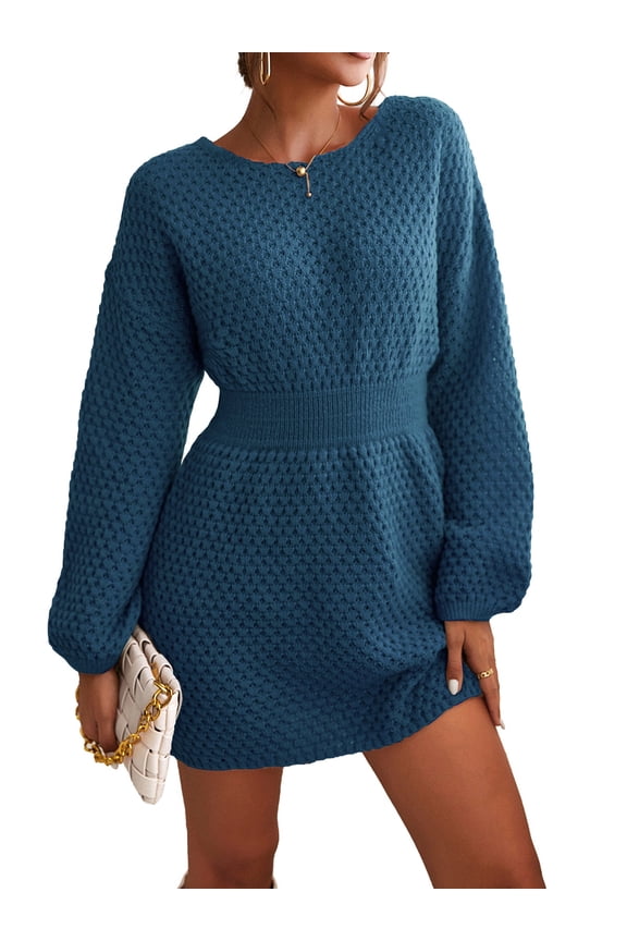 Women's Textured Knit Mini Sweater Dress
