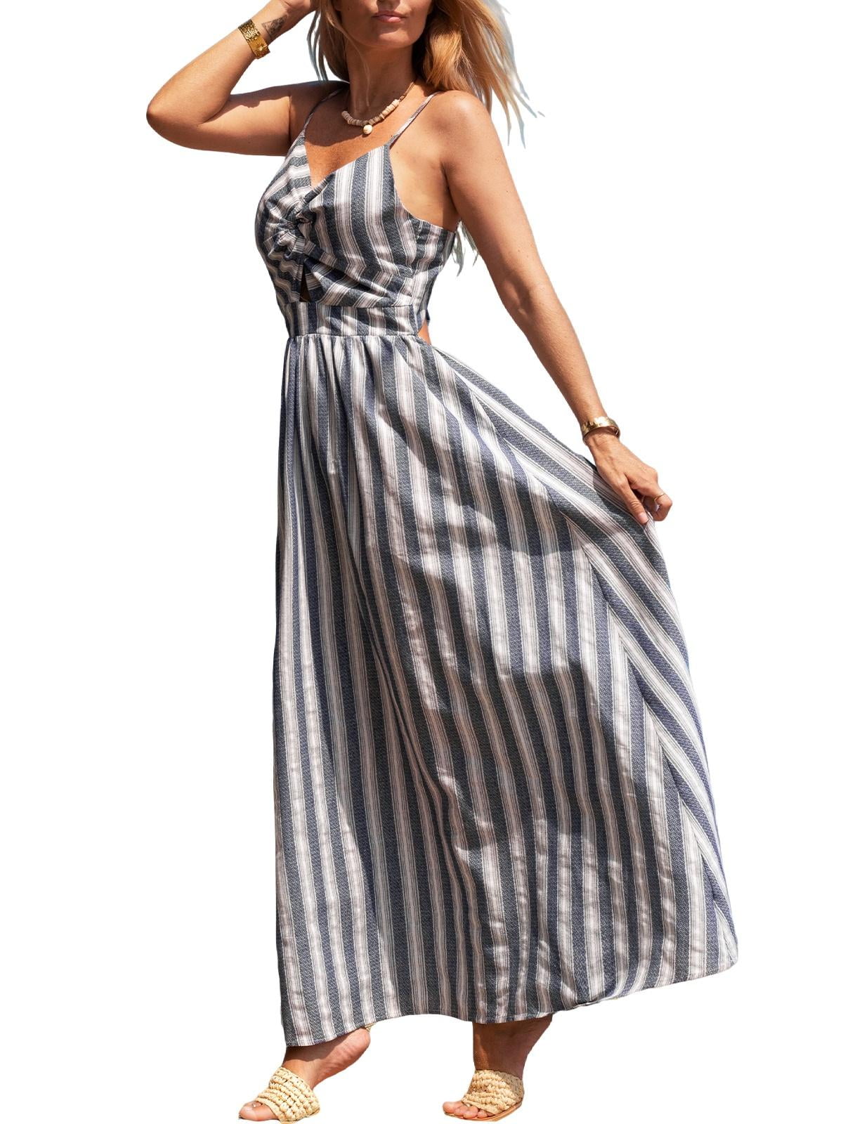 CUPSHE Women's Woven Dress with Vneckline Tie Back Front Twist Front