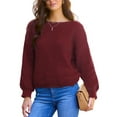 thumbnail image 1 of CUPSHE Womens Ribbed Knit Pullover Sweater 2024 Fall Long Sleeve Twist Back Crewneck Fashion Sweater Tops, Size S., 1 of 5