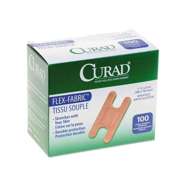CURAD Fabric Adhesive Bandages Knuckle, Natural, 100 Count