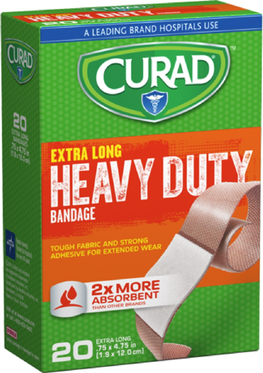 CURAD Heavy Duty Bandage Extra Long 20 Each .75 x 4.75 in