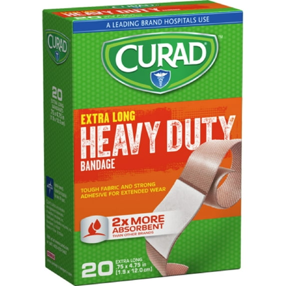 CURAD Heavy Duty Bandage Extra Long 20 Each .75 x 4.75 in