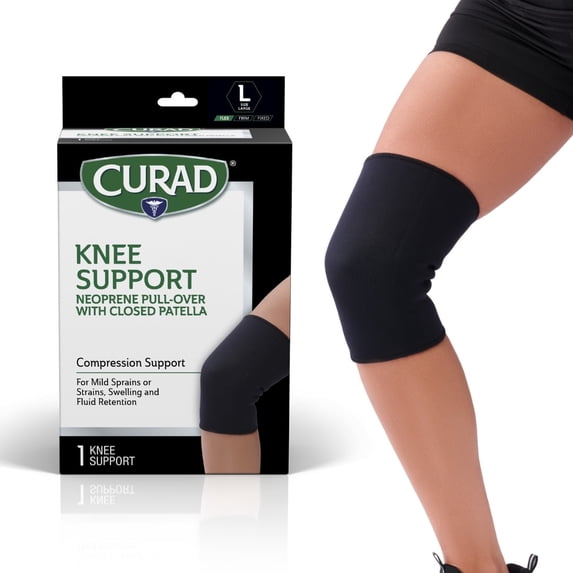 CURAD Neoprene Pull-Over Knee Support with Closed Patella, Large, 1 Each