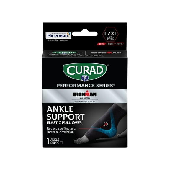 CURAD Performance Series IRONMAN Ankle Support, Elastic, Large/X-Large, 1 count