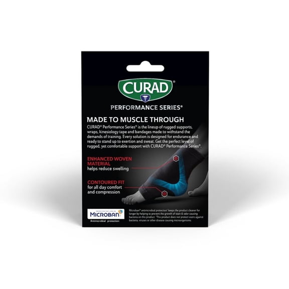 CURAD Performance Series Ankle Support, Plantar Fasciitis Relief, Ankle Compression for both Women & Men, Elastic, Black, Small/Medium