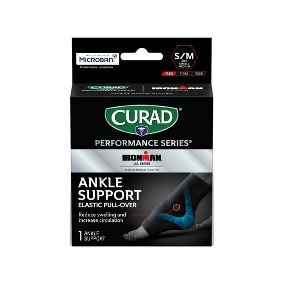CURAD Performance Series IRONMAN Ankle Support, Elastic, Small/Medium, 1 count