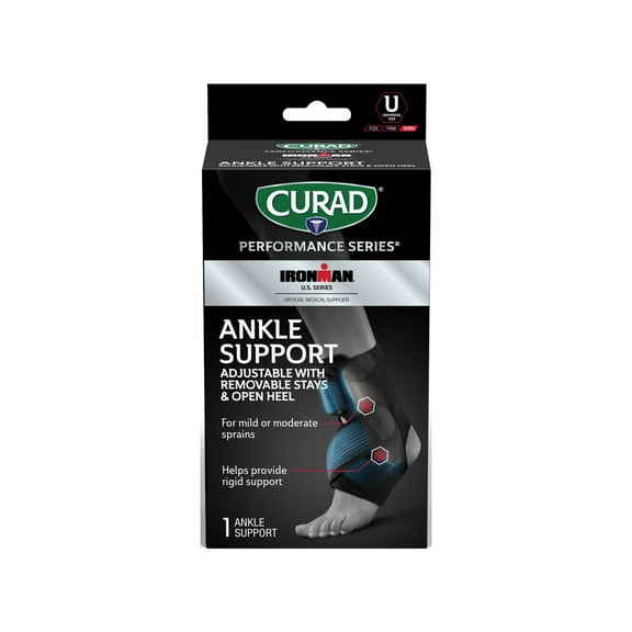 CURAD Performance Series IRONMAN Ankle Support with Removable Stays, Adjustable, 1 count