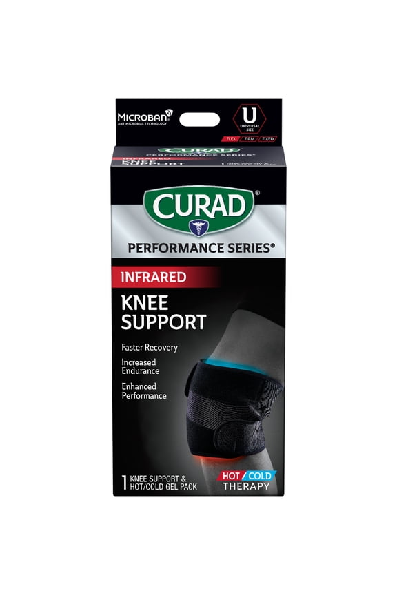 Performance Series Infrared Knee Support with Hot/Cold Therapy, Adjustable Elastic Knee Brace with Removable Reusable Gel Compress