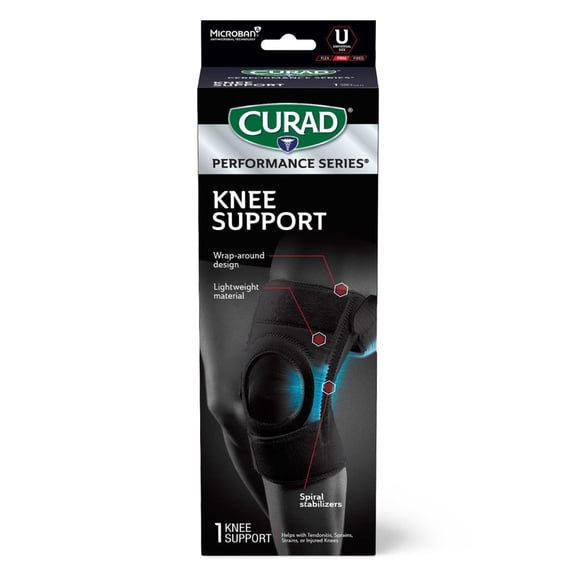 CURAD Performance Series Knee Support with Side Stabilizers, Adjustable, Universal, 1 count