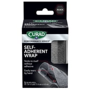 CURAD® Self-Adherent Athletic Wrap, Black, 3 in x 5 yds, Compression Support for Sports Injuries, Joint Stability and Muscle Recovery