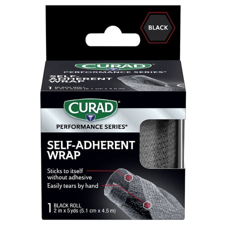 CURAD® Performance Series® Self-Adherent Wrap for Pain Management and Support, Black, 2 in x 5 yds, 1 Roll
