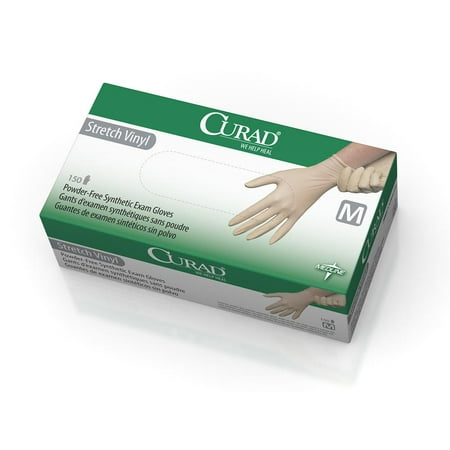 CURAD Stretch Vinyl Exam Gloves,Medium