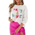 thumbnail image 1 of CURBODO Women's Merry & Bright Christmas Sweaters Long Sleeve Crewneck Graphic Pullover, 1 of 7