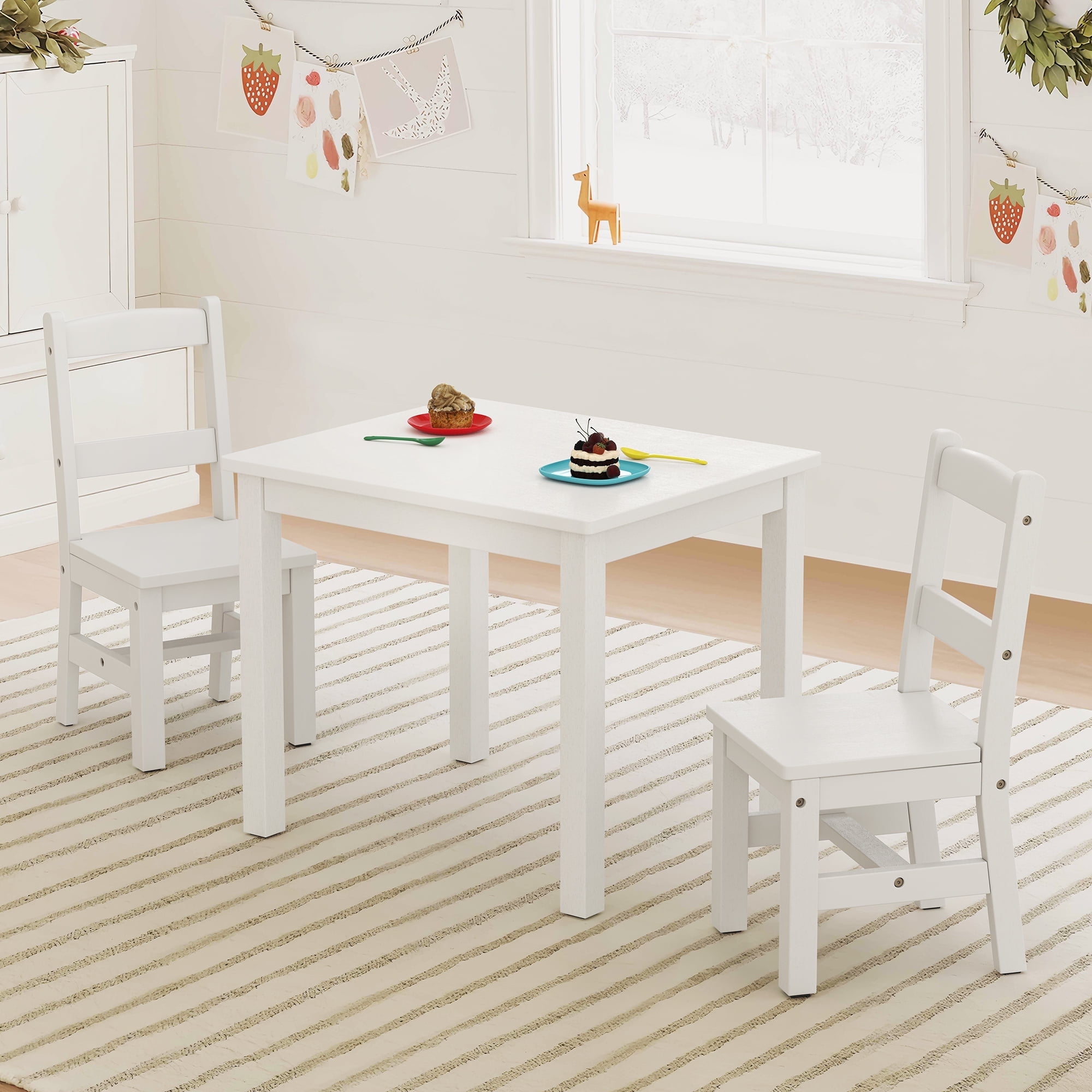 Lipper Child s Round Table with Shelf 2 Chair Set Multiple Colors Walmart