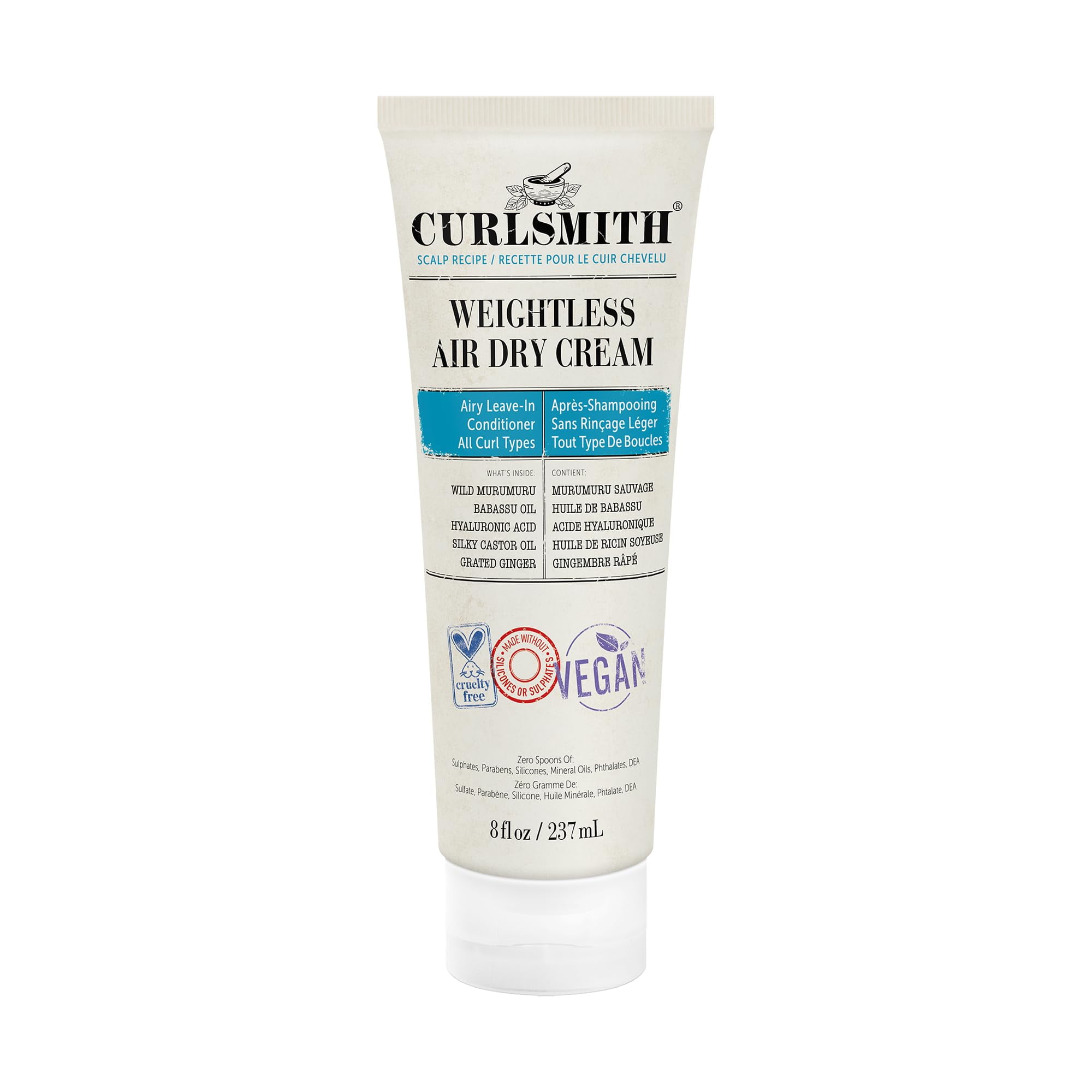 CURLSMITH Weightless Air Dry Cream Vegan LeaveIn Conditioner for Any Hair Type, Smooths