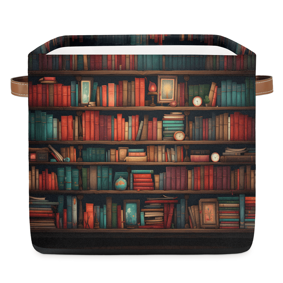 Library Cube CURLYOOT 13 x 13 Inch Cube Storage Bin, Books Old Library Fabric ...