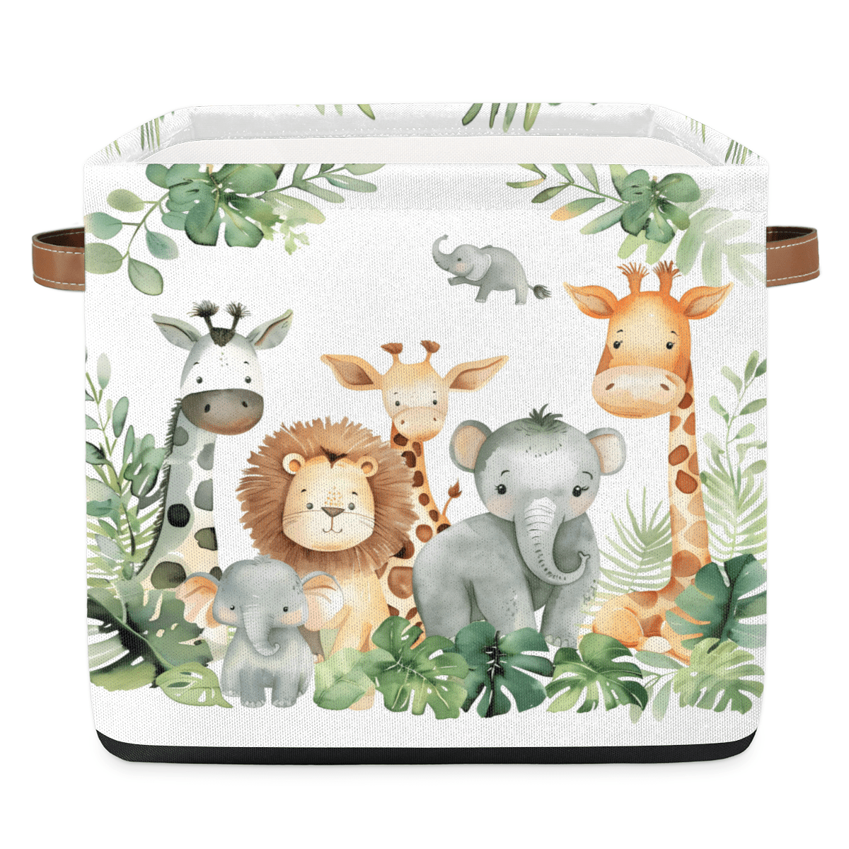 CURLYOOT 13 x 13 Inch Cube Storage Bin, Tropical Rainforest Animals ...