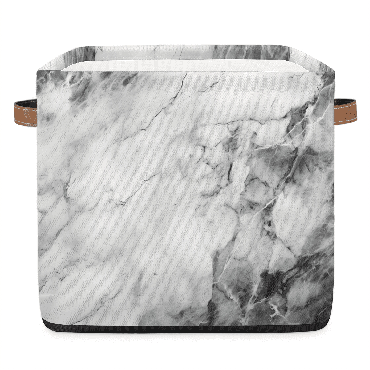 CURLYOOT 13 x 13 Inch Cube Storage Bin, White Grey Marble Fabric ...