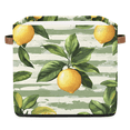 thumbnail image 1 of CURLYOOT 13 x 13 Inch Cube Storage Bin, Yellow Lemon Fabric Storage Cube Baskets, Farmhouse Plant Closet Shelves Foldable Bins with Leather Handles for Home Organizer, 1 of 7
