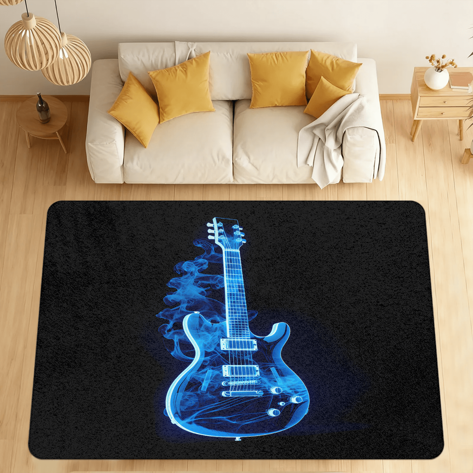 CURLYOOT Abstract Electric Guitar Area Rugs 5'x7' Washable Rug Large ...