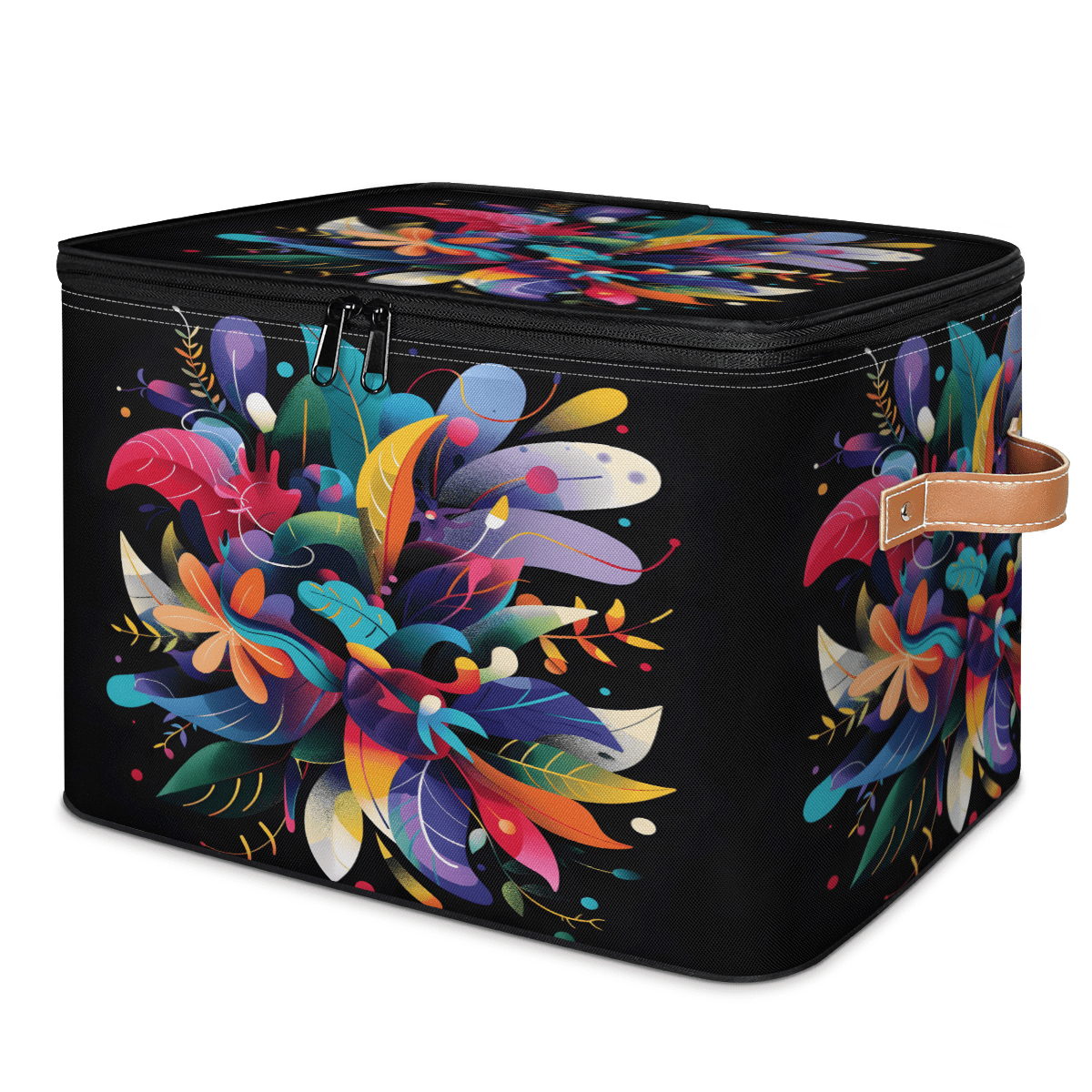 CURLYOOT Abstract Flower Fabric Storage Bins with Lids, Plant Leaf ...