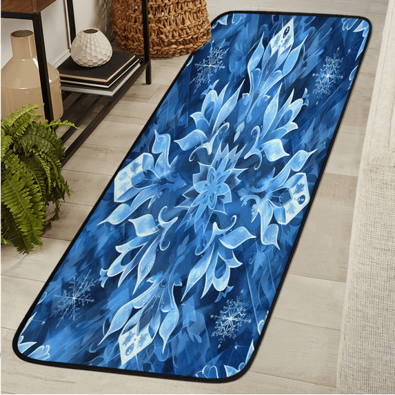 CURLYOOT Abstract Flower Runner Rug 2'x6' Washable Kitchen Runner Rug Indoor Non Slip Laundry Rugs Geometric Vintage Floor Carpet for Hallway Kitchen Entryway Bedroom Living Room