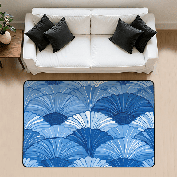 CURLYOOT Abstract Geometric Rug for Living Room Bedroom, 4x6 Ft Washable Area Rug, Non Slip Rugs for Entryway, Seashell Large Carpet for Indoor Dining Room