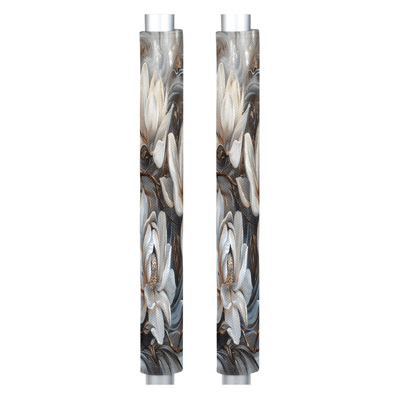 CURLYOOT Abstract Grey Magnolia Flowers Refrigerator Door Handle Covers Set of 2, Kitchen Appliance Handle Covers for Dishwasher Microwave Oven, Washable Fridge Door Cloth Protector