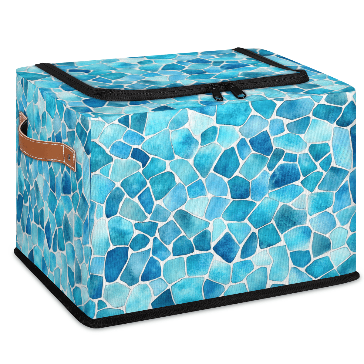 CURLYOOT Abstract Storage Bin with Zipper Lid Foldable Storage Basket ...
