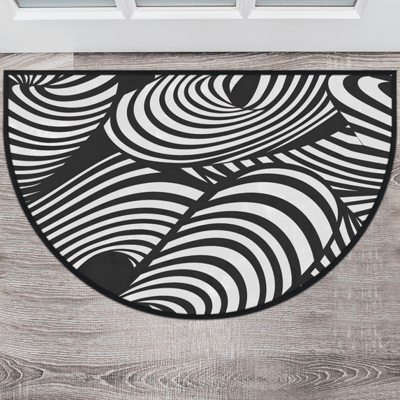 CURLYOOT Abstract Stripe Half Round Door Mat, Indoor Outdoor Entrance Rug, Semi Circular Area Rug, Non Slip Washable Absorbent Doormat, Laundry Room Rug 24'' x 36''