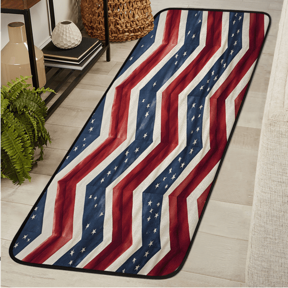CURLYOOT American flag Runner Rug 2'x6' Washable Kitchen Runner Rug Indoor Non Slip Laundry Rugs Abstract Floor Carpet for Hallway Kitchen Entryway Bedroom Living Room