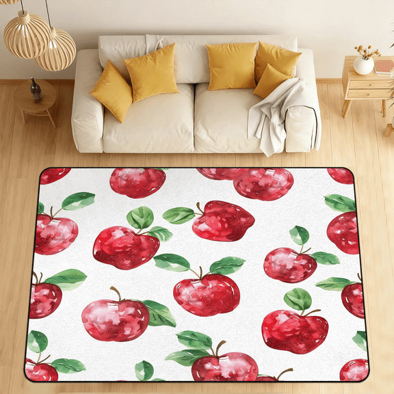 CURLYOOT Apples Area Rugs for Living Room Bedroom, 4' 10" x 6' 8" Washable Rug, Fruit Apples Floor Carpet with Non Slip Backing for Dining Room Indoor