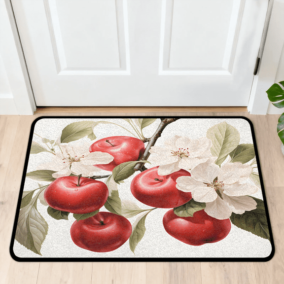 CURLYOOT Apples Red Fruit Indoor Doormat, Non-Slip Absorbent Door Mat 24" x 16", Entrance Floor Mat Washable Entry Doormats for Entryway Front Back Door