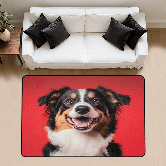 CURLYOOT Australian Shepherd Dog Puppy Pet Animal Rug for Living Room Bedroom, 4x6 Ft Washable Area Rug, Non Slip Rugs for Entryway, Large Carpet for Indoor Dining Room