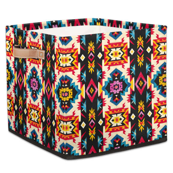 CURLYOOT Aztec Cube Storage Bin, 13 x 13 x 13 Storage Cube Bins for Organizing, Abstract Geometric Boho Fabric Foldable Closet Baskets with Handles for Closet, Shelves, Clothes